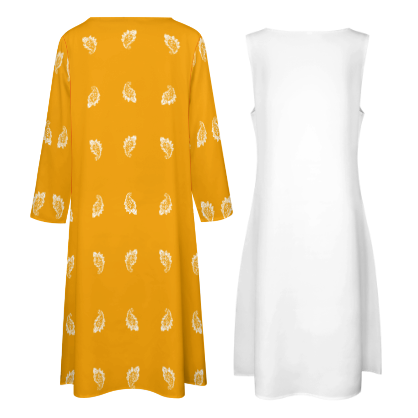 FARSI POETRY LONG DRESS SET WITH CARDIGAN