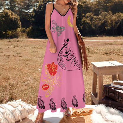 POATRY ANKLE-LENGTH SLIP DRESS