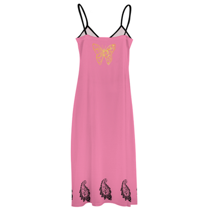 POATRY ANKLE-LENGTH SLIP DRESS