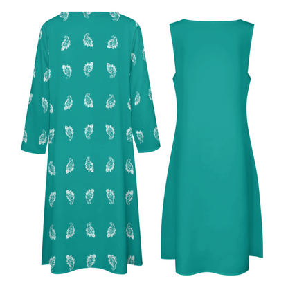 ENSEMBLE ROBE LONGUE DE POÉSIE FARSI AVEC CARDIGAN