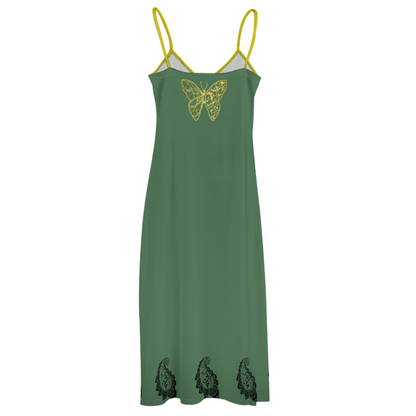 POATRY ANKLE-LENGTH SLIP DRESS