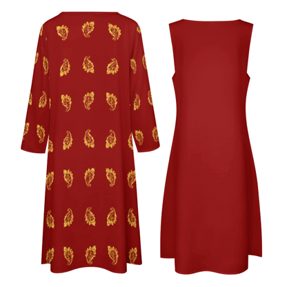 FARSI POETRY LONG DRESS SET WITH CARDIGAN – CLASSIC STYLE WITH PERSIAN CALLIGRAPHY DESIGN