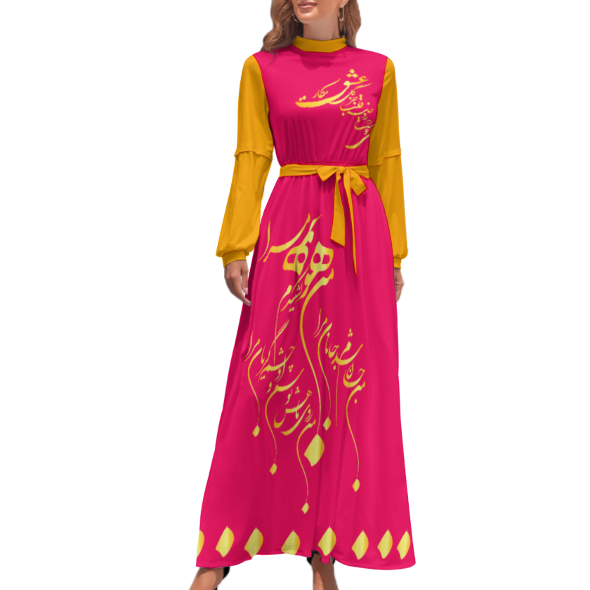 FARSI POATRY TURTLENECK LONG DRESS