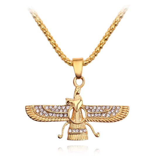 Gold Faravahar Zoroastrian Necklace