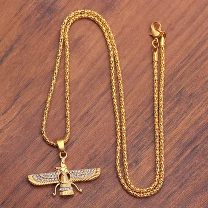 Gold Faravahar Zoroastrian Necklace