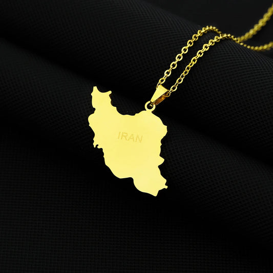 IRAN MAP PENDANT NECKLACE – "ایران"