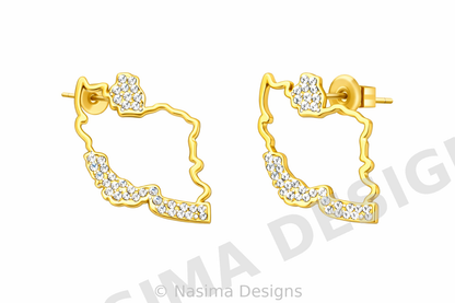 BOUCLES D'OREILLES CARTE D'IRAN ÉTERNELLES – PLAQUÉ OR 18 CARATS