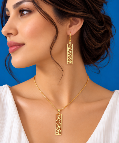 PERSIAN CALLIGRAPHY NECKLACE & EARRINGS SET – BECOME ALL SOUL