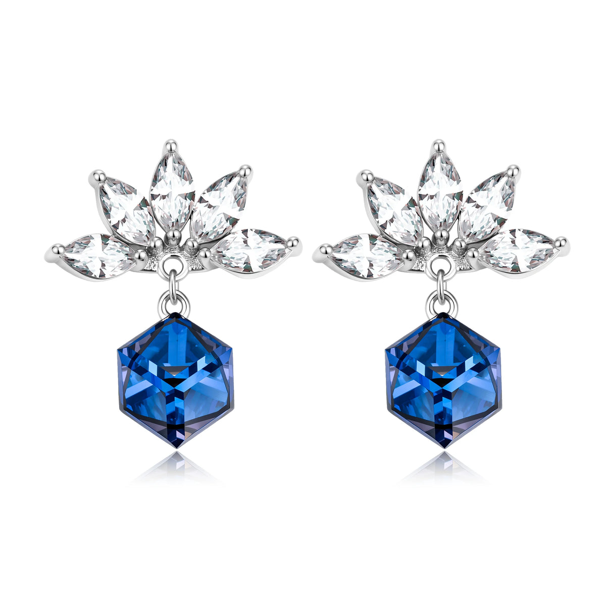 925 STERLING SILVER BLUE CRYSTAL LOTUS JEWELRY SET