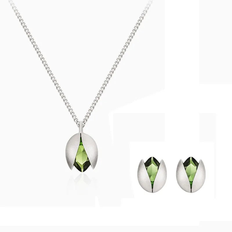 925 Sterling Silver Pistachio Jewelry Set