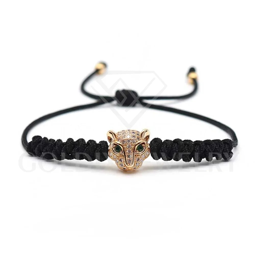 LEOPARD HEAD ZIRCON ROPE BRACELET