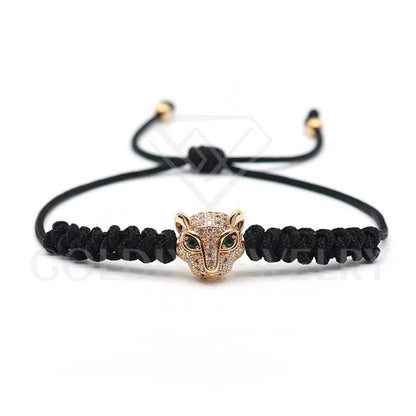 LEOPARD HEAD ZIRCON ROPE BRACELET