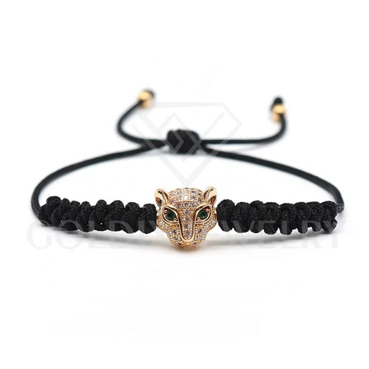 LEOPARD HEAD ZIRCON ROPE BRACELET