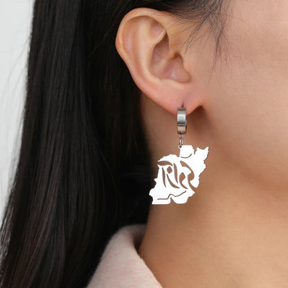 PERSIAN MAP EARRINGS – AZADI CALLIGRAPHY