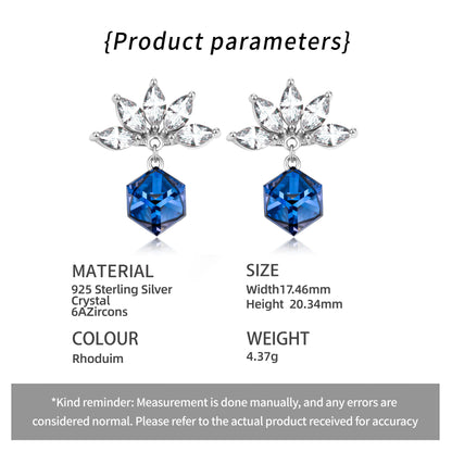 925 STERLING SILVER BLUE CRYSTAL LOTUS JEWELRY SET
