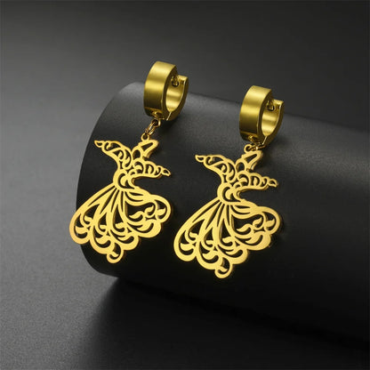 GOLD PLATED SUFI SAMA DANCE EARRINGS