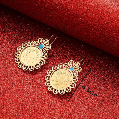 IRAN COIN HOOP EARRINGS IN GOLD