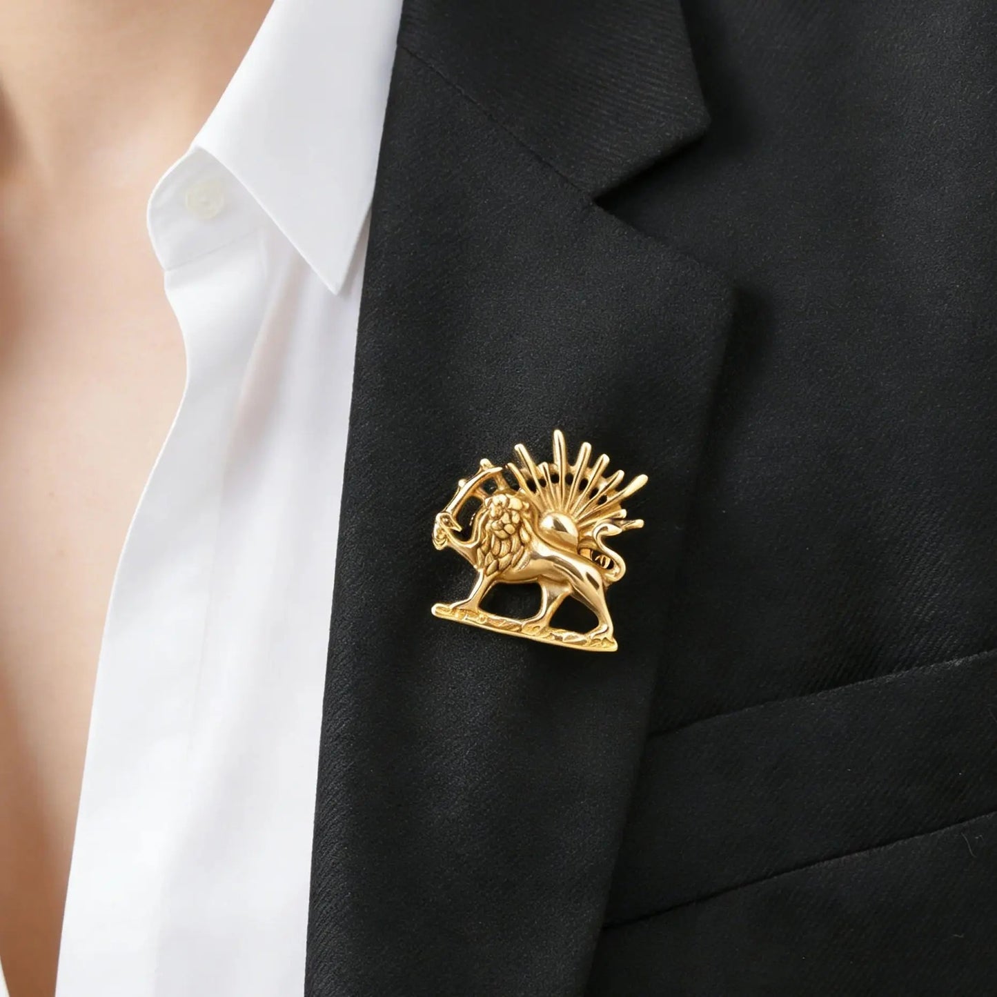 PERSIAN EMPIRE LION & SUN BROOCH