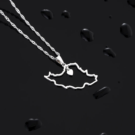 HEART IRAN MAP PENDANT NECKLACE