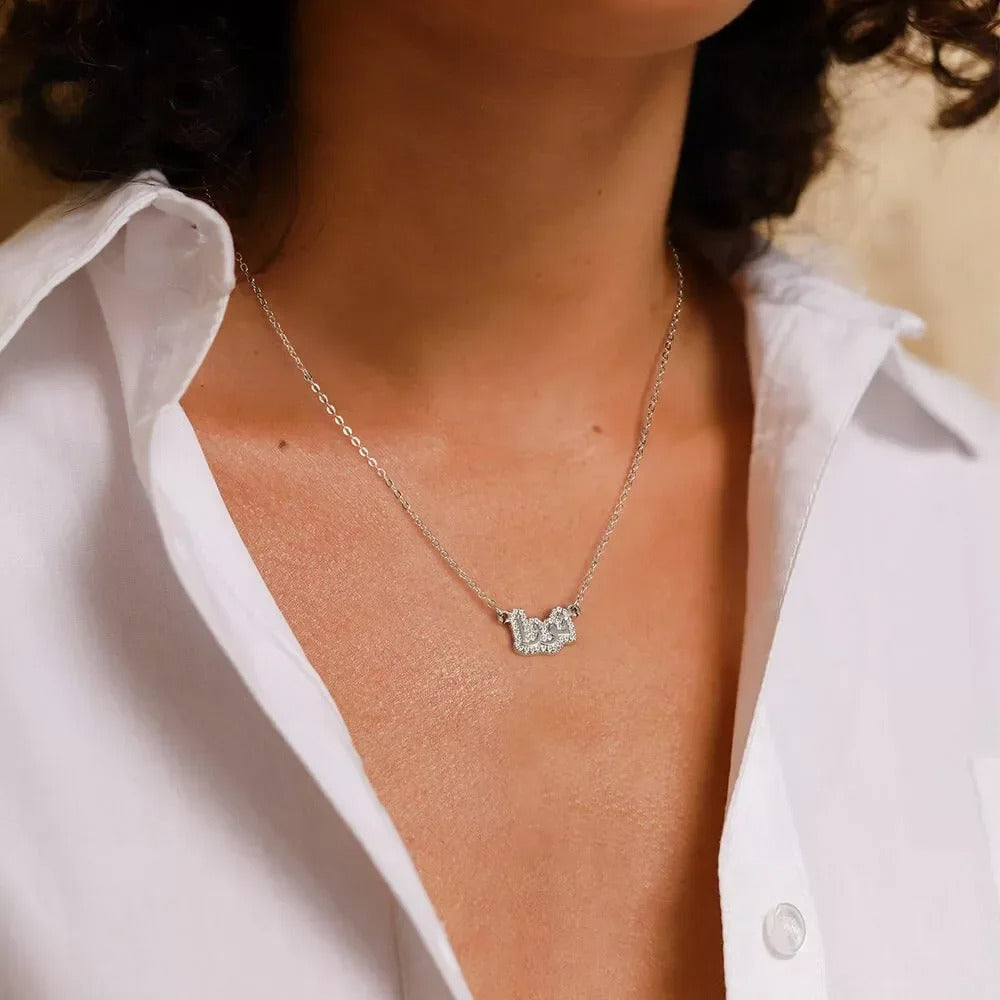 COLLIER PRÉNOM PERSONNALISÉ – ZIRCON PLAQUÉ OR 18 CARATS