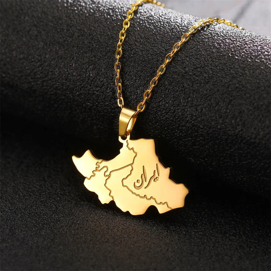 IRAN MAP PENDANT NECKLACE