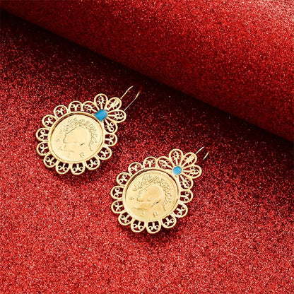 IRAN COIN HOOP EARRINGS IN GOLD