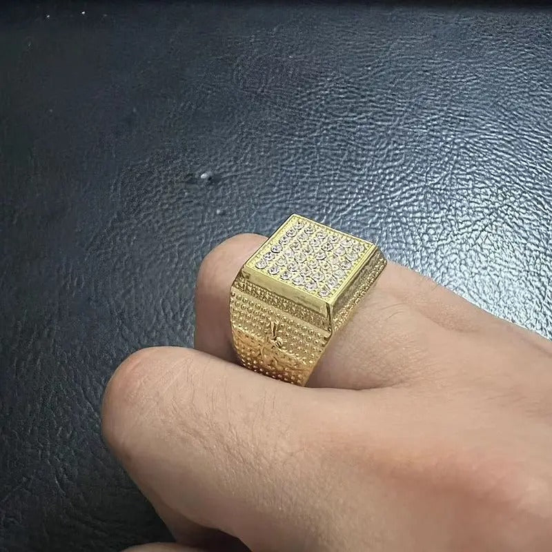 VINTAGE FARVAHAR RING FOR MEN – ZOROASTRIAN SYMBOL, STAINLESS STEEL, CZ