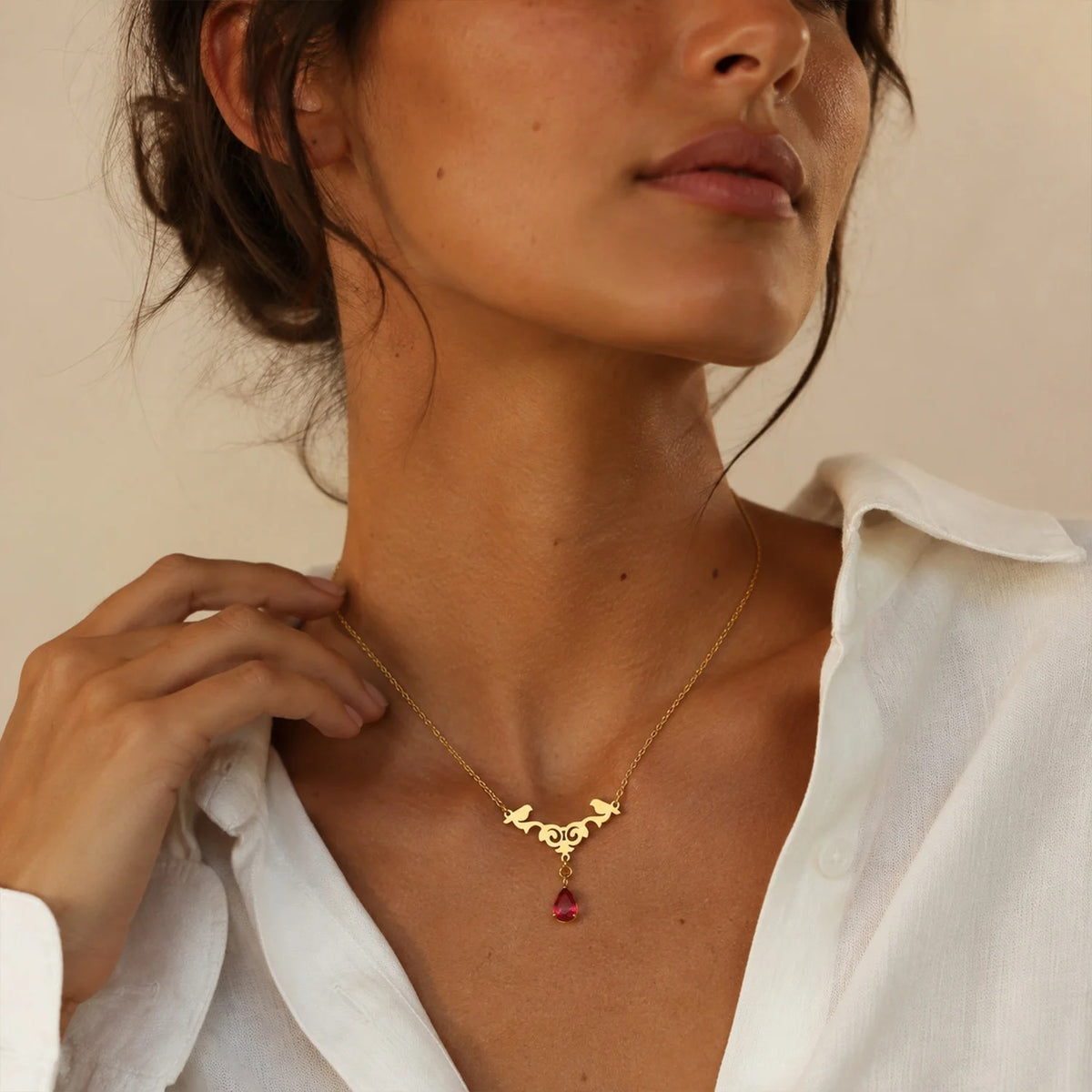 Two Birds Custom Birthstone Necklace | Personalized Gift