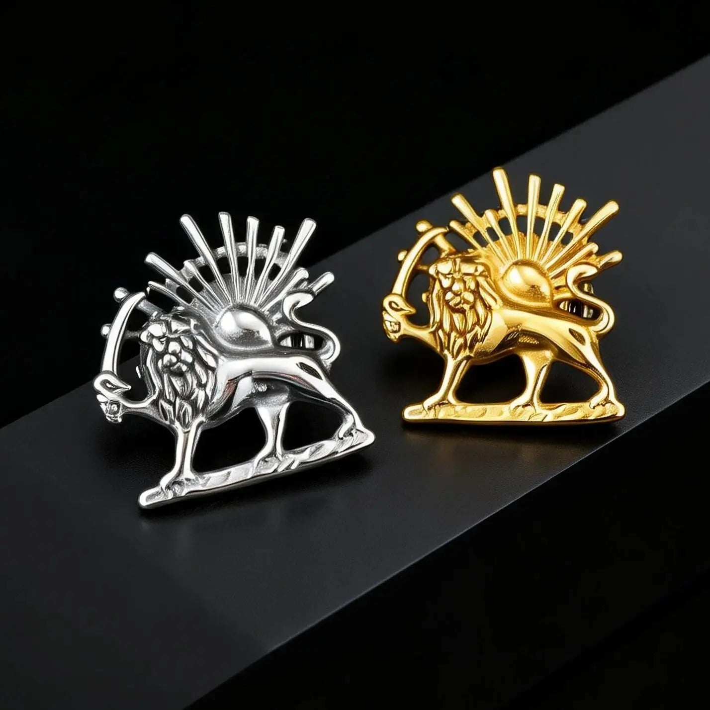 PERSIAN EMPIRE LION & SUN BROOCH