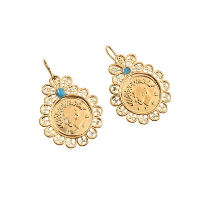 IRAN COIN HOOP EARRINGS IN GOLD