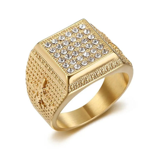 BAGUE FARVAHAR VINTAGE POUR HOMME – SYMBOLE ZOROASTRIEN, ACIER INOXYDABLE, OXYDES DE ZIRCONIUM