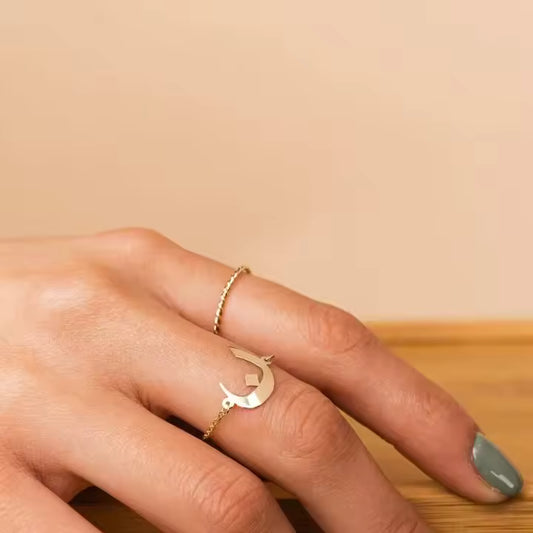 18K GOLD PLATED CUSTOM ARABIC/fARSI INITIAL CHAIN RING