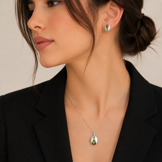 Parure en argent sterling 925 pistache