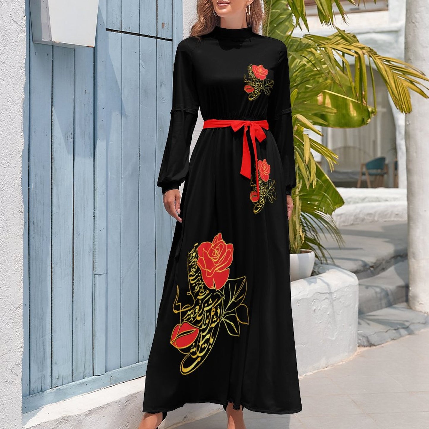 TURTLENECK LONG SLEEVE MAXI DRESS
