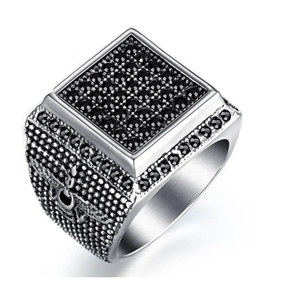 VINTAGE FARVAHAR RING FOR MEN – ZOROASTRIAN SYMBOL, STAINLESS STEEL, CZ