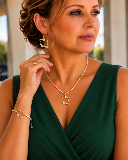 18K GOLD PLATED IRAN MAP TENNIS JEWELRY SET (Copy)