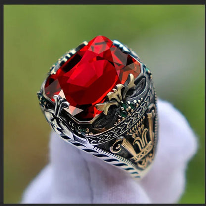 MEN'S LUXURY EMERALD RING – INLAID SAPPHIRE RETRO STYLE