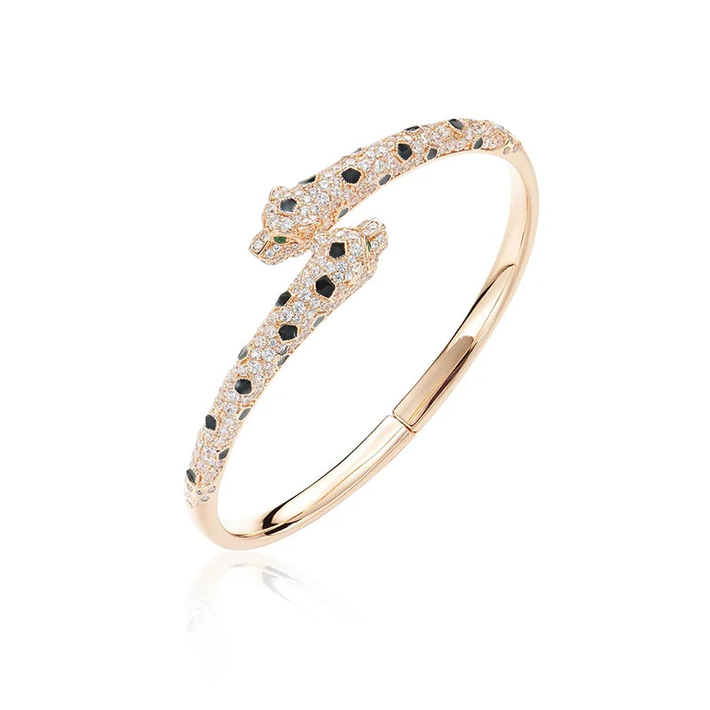 GOLD PLATED DOUBLE LEOPARD BRACELET & RING SET
