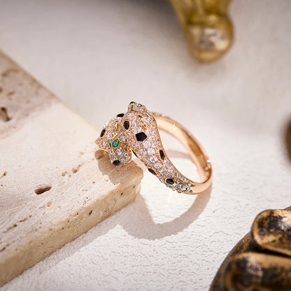 GOLD PLATED DOUBLE LEOPARD BRACELET & RING SET