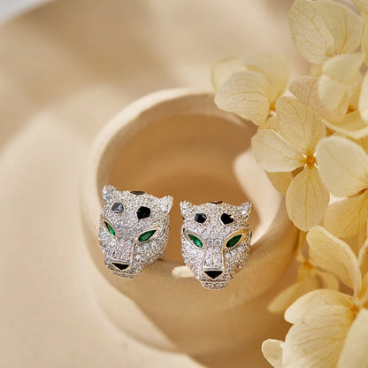 18K GOLD PLATED LEOPARD HEAD STUD EARRINGS